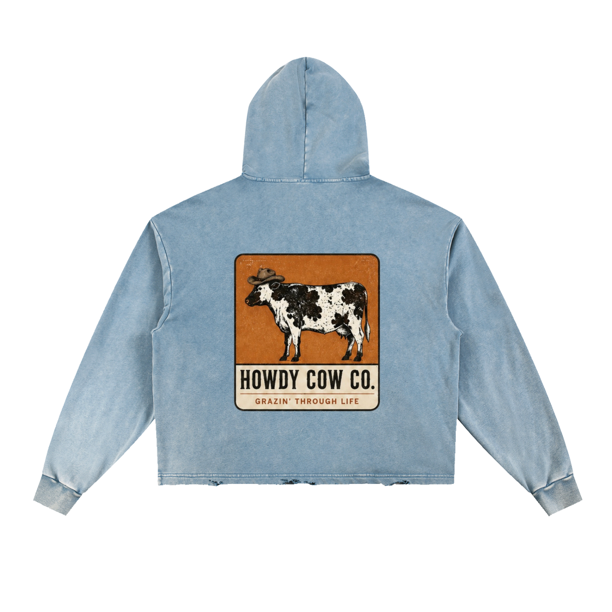 Vintage Washed Frayed-Hem Hoodie