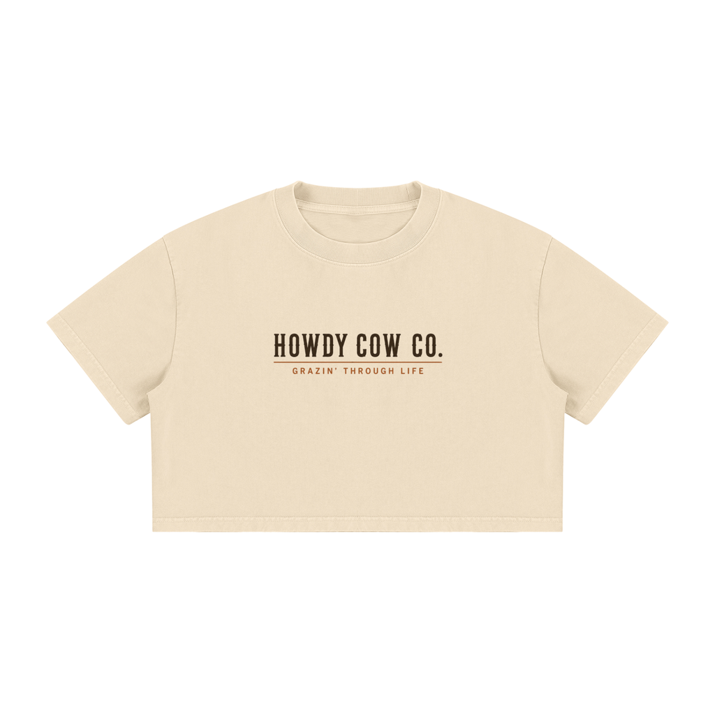 Women's Mineral Wash Cotton Crop T-Shirt