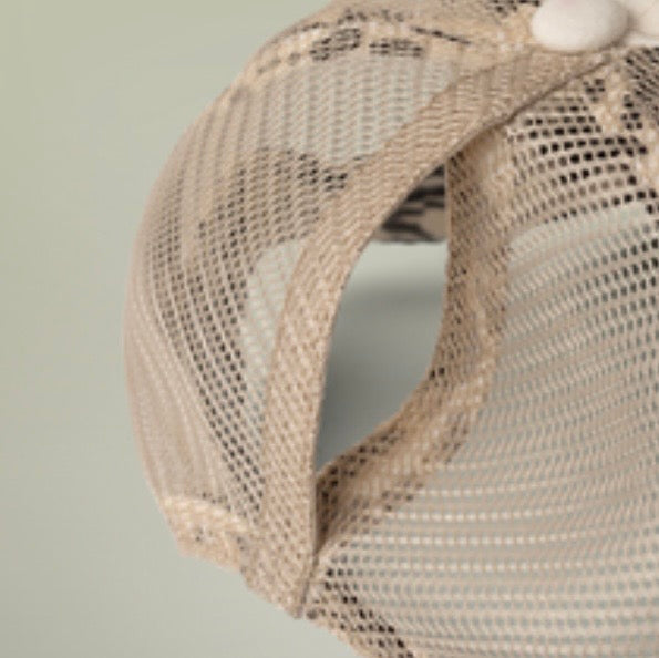 Embroidered Pony-Back Mesh Cap