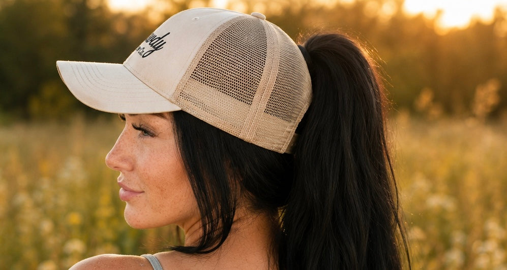 Embroidered Pony-Back Mesh Cap