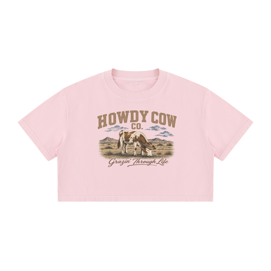 Women's Mineral Wash Cotton Crop T-Shirt